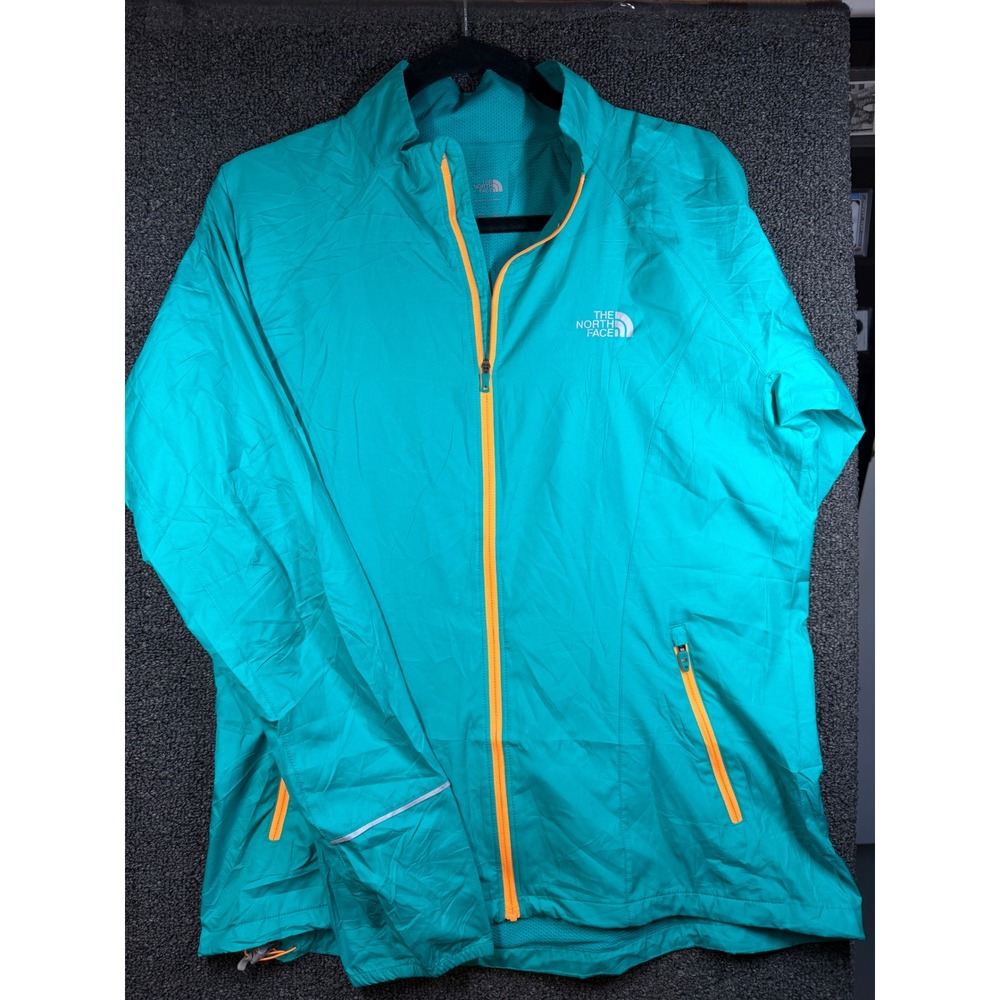 The North Face Running Jacket Womens Large Teal Orange Full Zip Reflective Trim